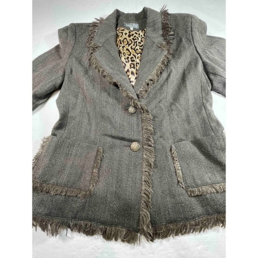 Serena Kay Paris Jaquar/Leopard Jacket Blazer Brown Dark FR‎ 40 - EUC - Picture 4 of 8